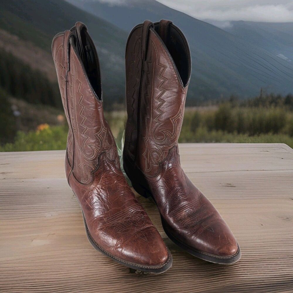 Vintage USA Made Laredo (58988) Western Cowboy Boots Men's 10.5 D Cognac Brown